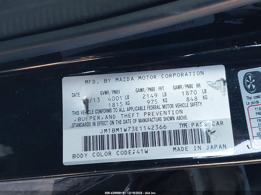 2014 Mazda Mazda3 I Grand Touring VIN: JM1BM1W73E1142366 Lot: 43990819