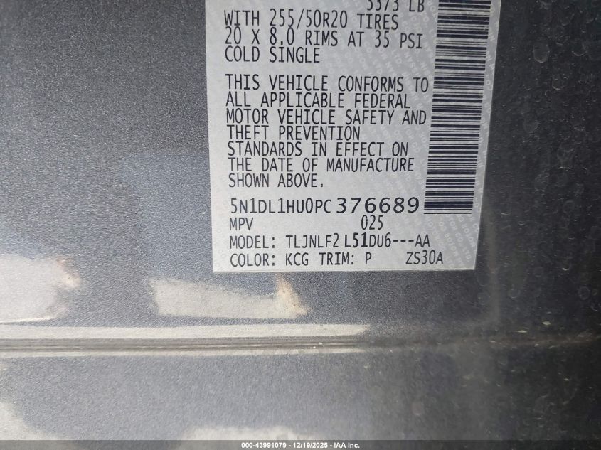 2023 Infiniti Qx60 Autograph Awd VIN: 5N1DL1HU0PC376689 Lot: 43991079