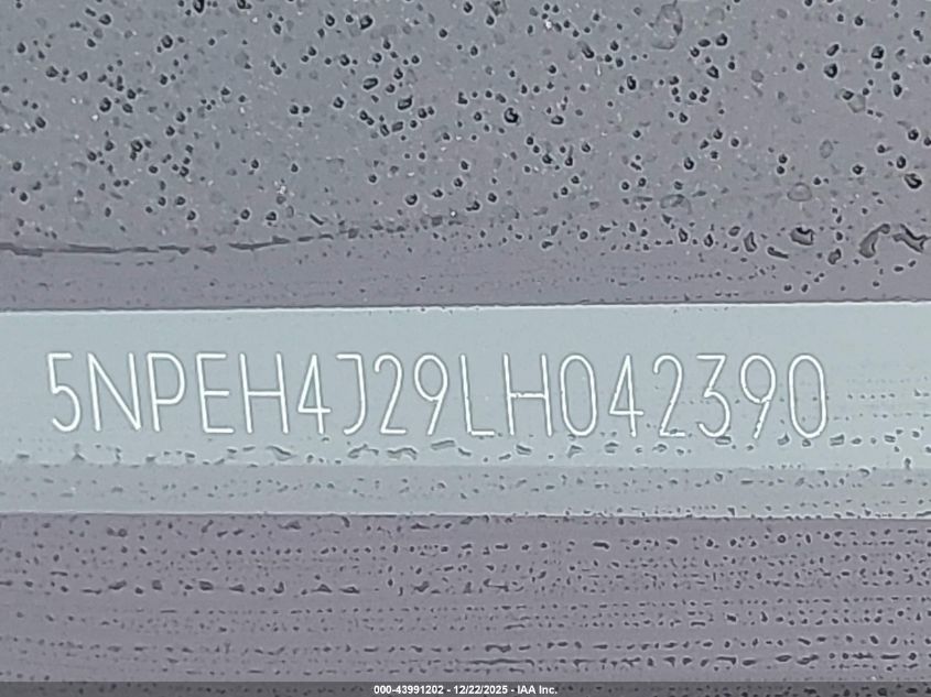 2020 Hyundai Sonata Limited VIN: 5NPEH4J29LH042390 Lot: 43991202