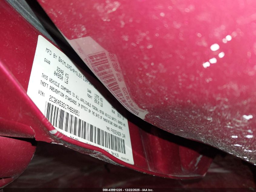 2007 Chrysler 300 Touring VIN: 2C3KA53G17H820951 Lot: 43991225