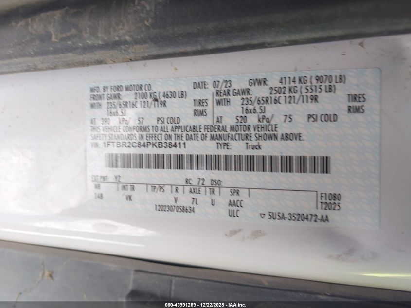 2023 Ford Transit-250 - 1FTBR2C84PKB38411