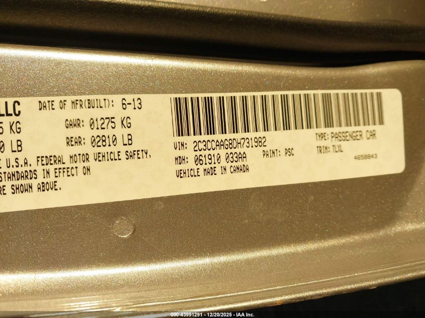 2013 Chrysler 300 Motown VIN: 2C3CCAAG8DH731982 Lot: 43991291