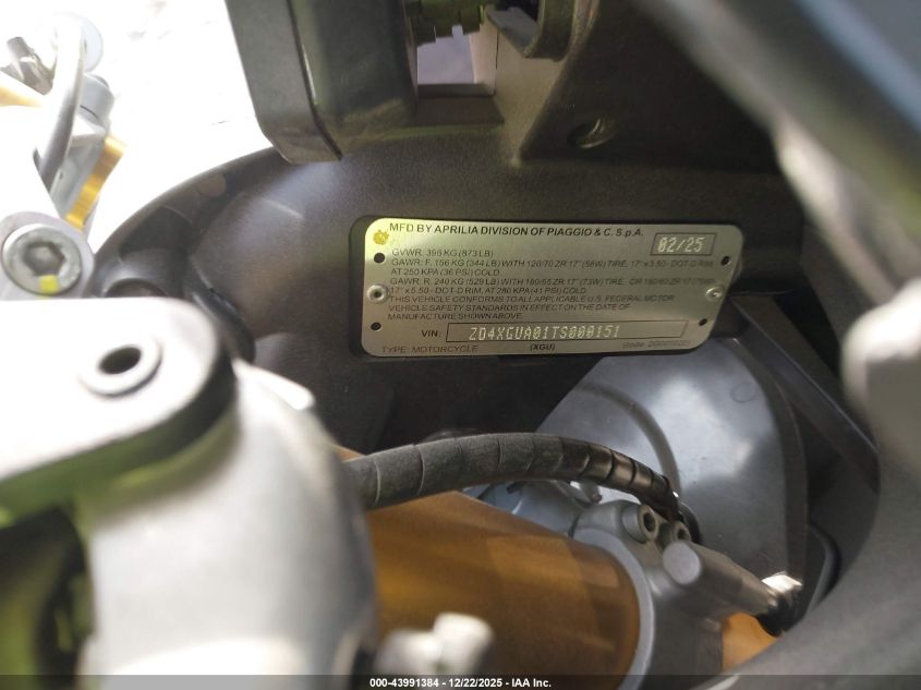 2026 Aprilia Rs 660 VIN: ZD4XGUA01TS000151 Lot: 43991384