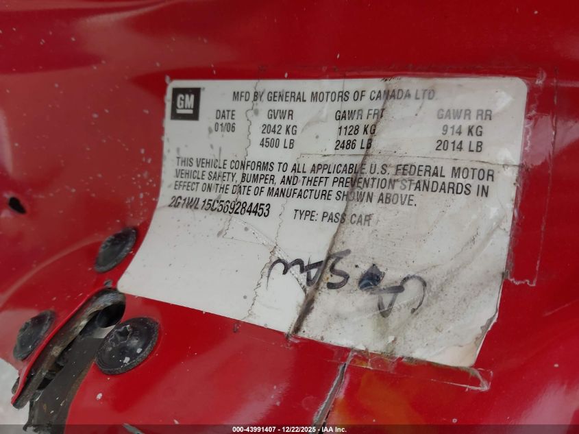 2006 Chevrolet Monte Carlo Ss VIN: 2G1WL15C569284453 Lot: 43991407