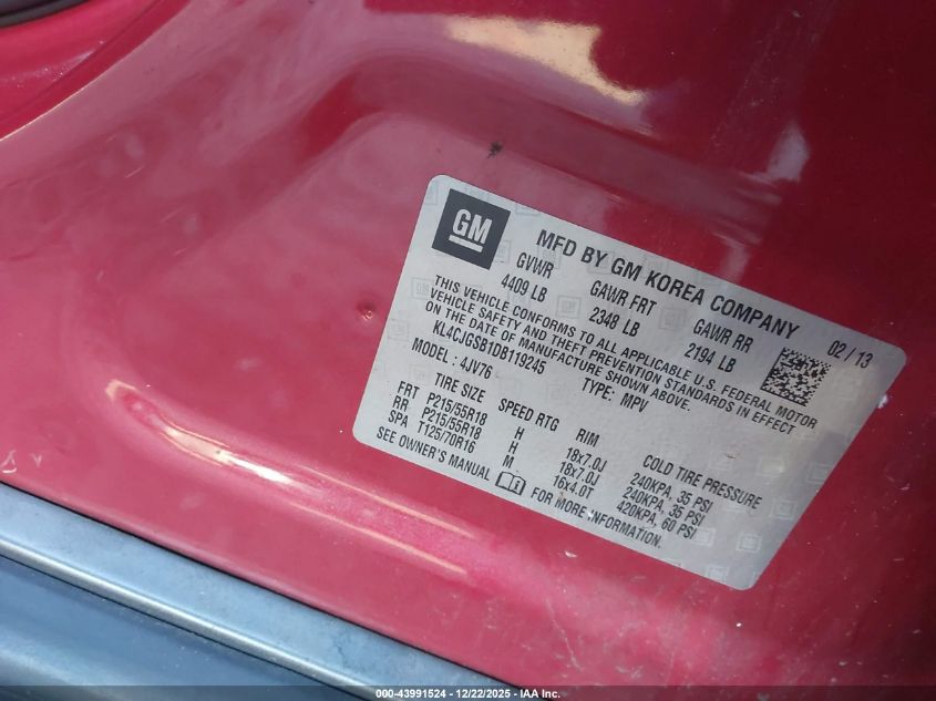 2013 Buick Encore Leather VIN: KL4CJGSB1DB119245 Lot: 43991524