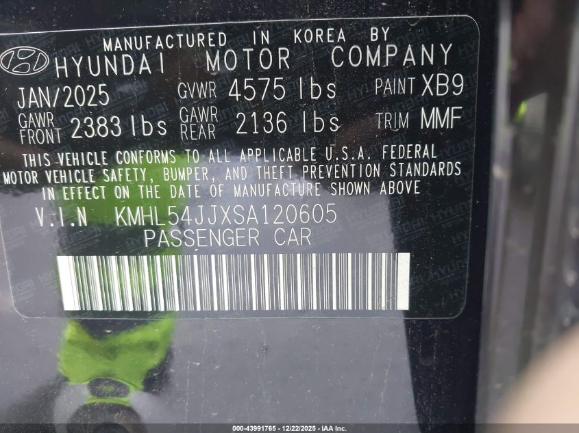 2025 Hyundai Sonata Hybrid Limited VIN: KMHL54JJXSA120605 Lot: 43991765