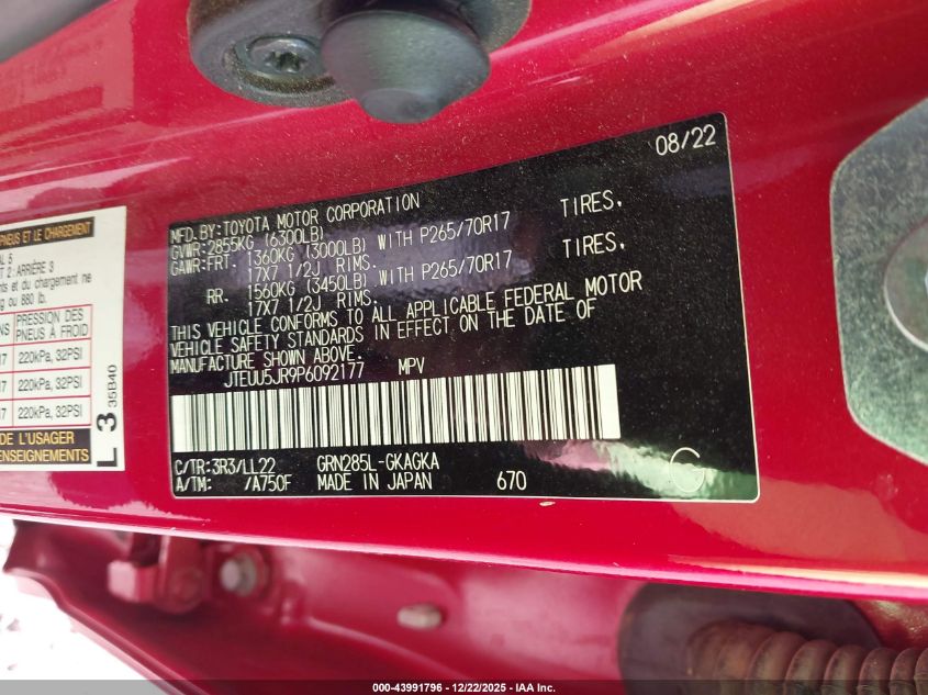 2023 Toyota 4Runner 40Th Anniversary Special Edition VIN: JTEUU5JR9P6092177 Lot: 43991796