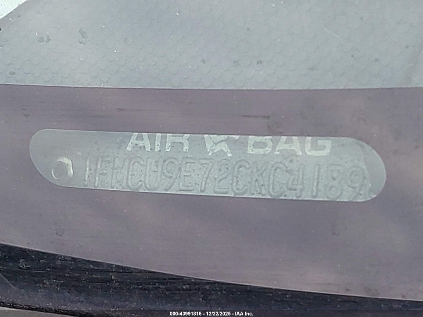 2012 Ford Escape Limited VIN: 1FMCU9E72CKC41896 Lot: 43991816