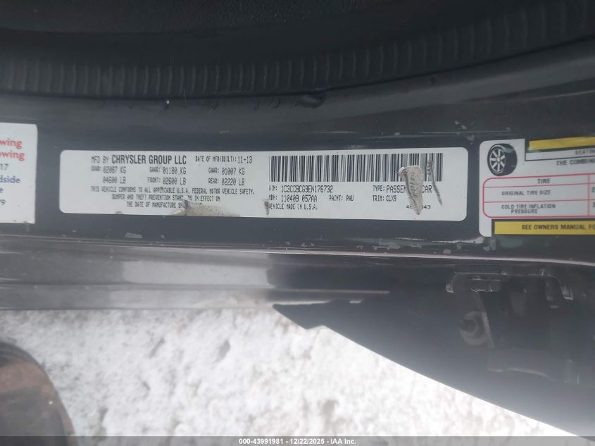 2014 Chrysler 200 Limited VIN: 1C3CCBCG9EN176732 Lot: 43991981