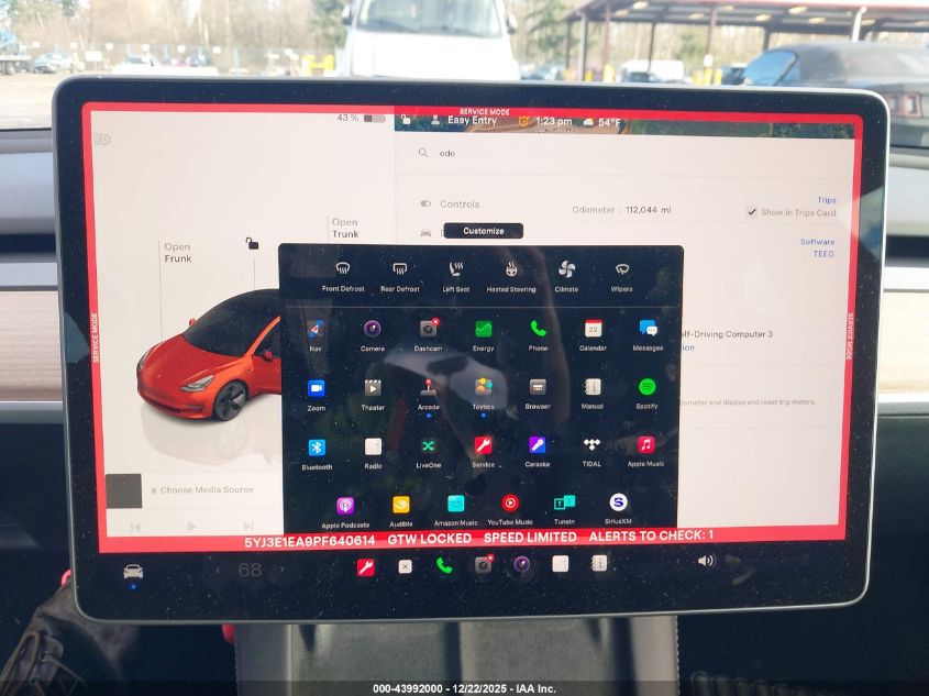 2023 Tesla Model 3 Rear-Wheel Drive VIN: 5YJ3E1EA9PF640614 Lot: 43992000