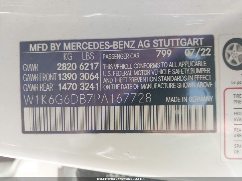 2023 Mercedes-Benz S 500 4Matic VIN: W1K6G6DB7PA167728 Lot: 43992184