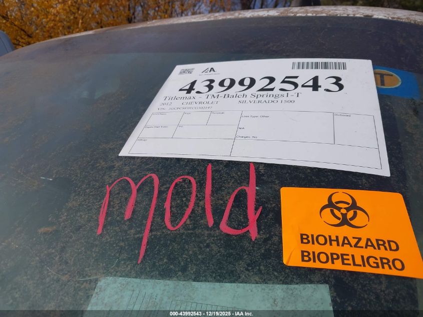 2012 Chevrolet Silverado 1500 Lt VIN: 3GCPCSE01CG302147 Lot: 43992543