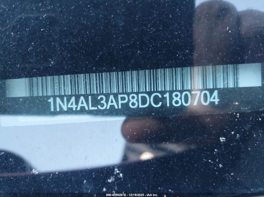 2013 Nissan Altima 2.5 S VIN: 1N4AL3AP8DC180704 Lot: 43992576