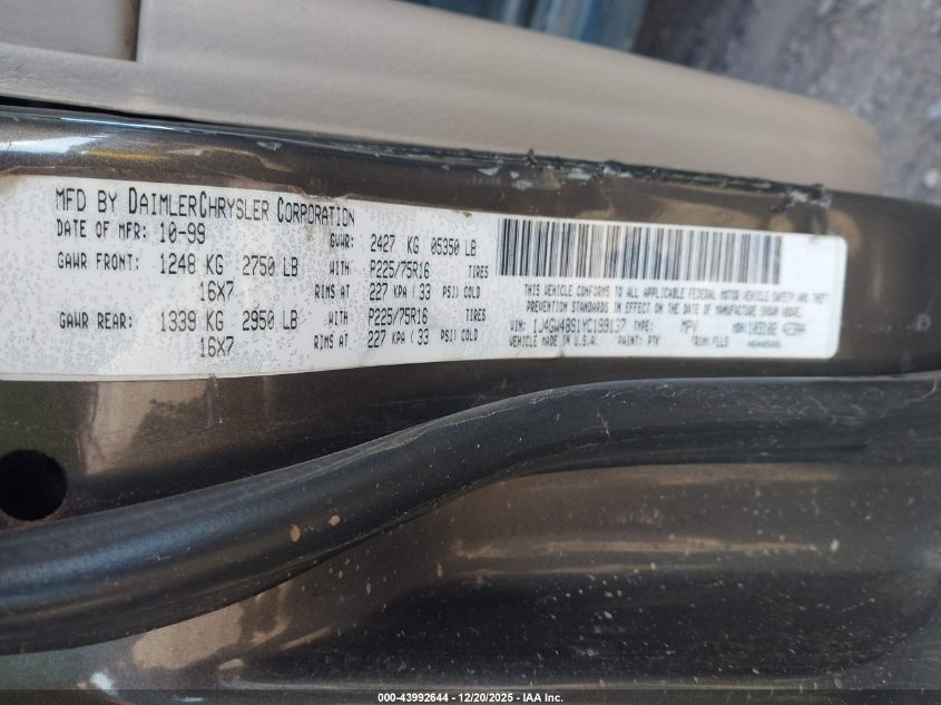 2000 Jeep Grand Cherokee Laredo VIN: 1J4GW48S1YC199137 Lot: 43992644