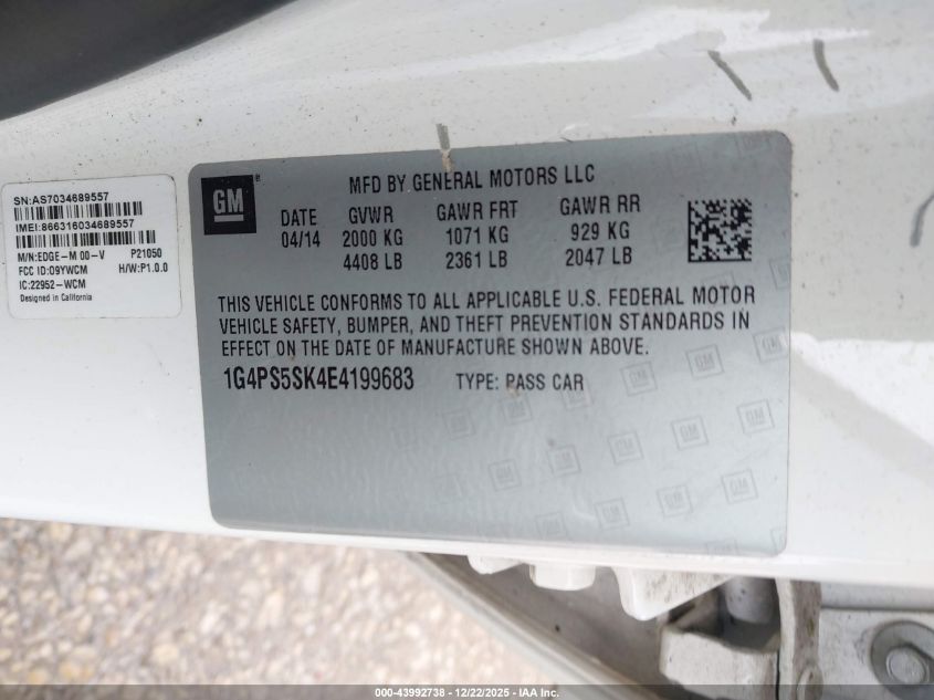 2014 Buick Verano Leather Group VIN: 1G4PS5SK4E4199683 Lot: 43992738