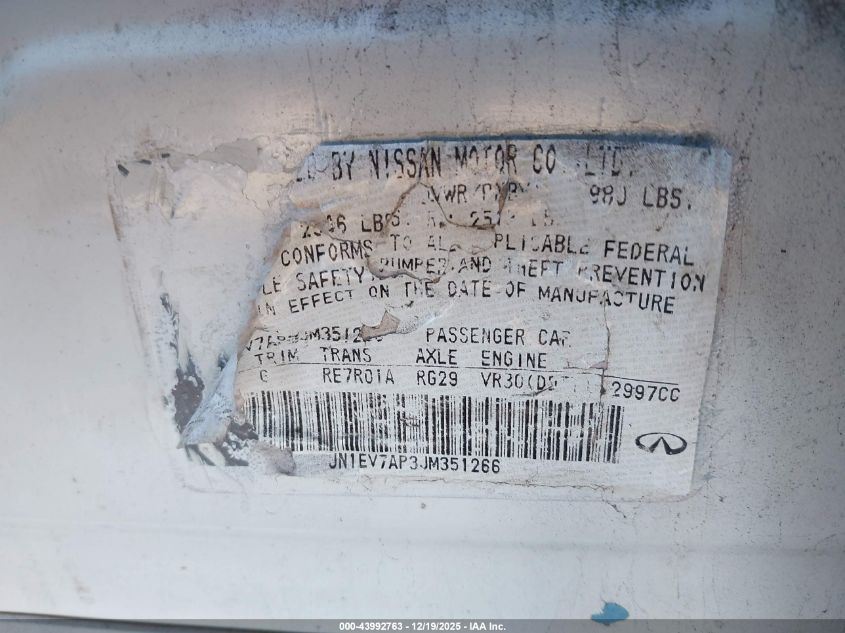 2018 Infiniti Q50 3.0T Luxe VIN: JN1EV7AP3JM351266 Lot: 43992763