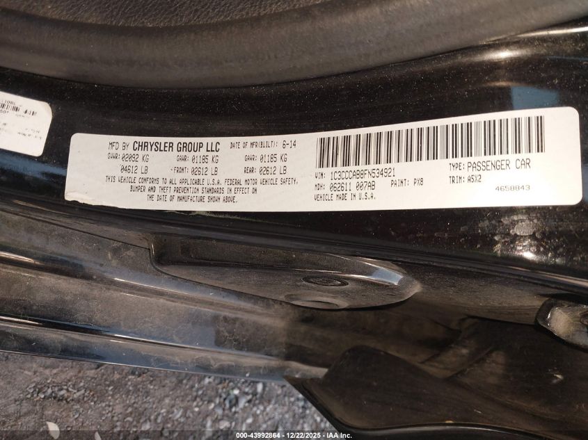 2015 Chrysler 200 Limited VIN: 1C3CCCAB8FN534921 Lot: 43992864