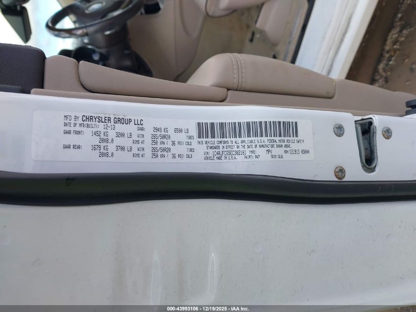 2014 Jeep Grand Cherokee Overland VIN: 1C4RJFCG5EC382161 Lot: 43993106