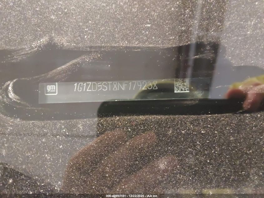 2022 Chevrolet Malibu Fwd Lt VIN: 1G1ZD5ST8NF179238 Lot: 43993181