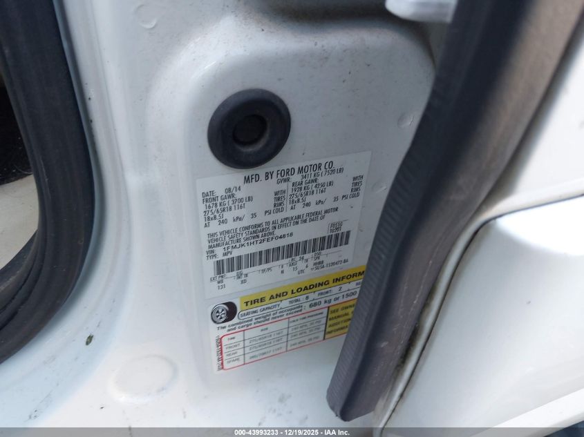 2015 Ford Expedition El Xlt VIN: 1FMJK1HT2FEF04818 Lot: 43993233