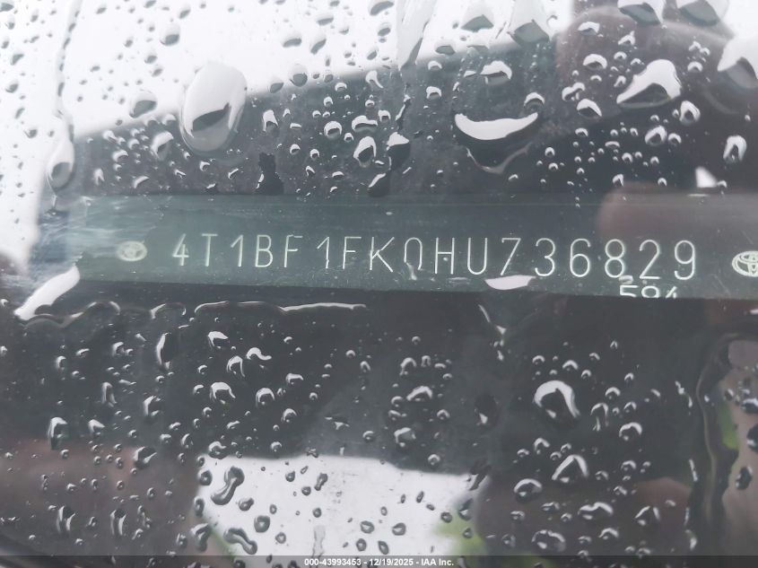 2017 Toyota Camry Xle VIN: 4T1BF1FK0HU736829 Lot: 43993453