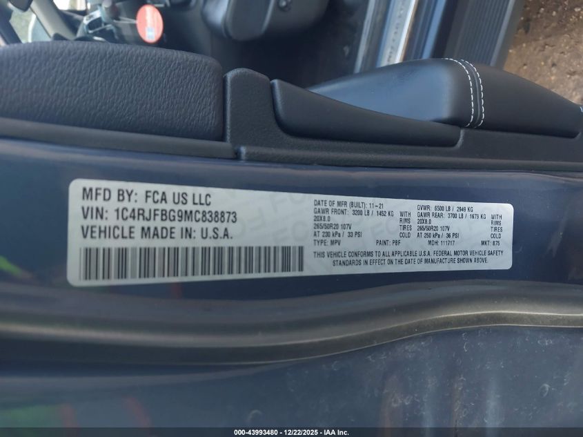 2021 Jeep Grand Cherokee 80Th Anniversary 4X4 VIN: 1C4RJFBG9MC838873 Lot: 43993480