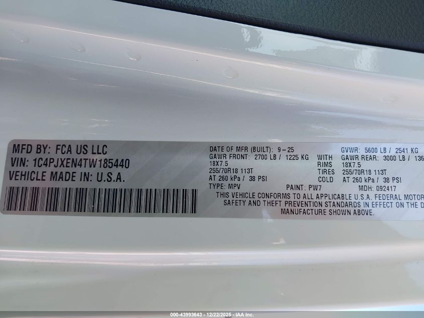 2026 Jeep Wrangler VIN: 1C4PJXEN4TW185440 Lot: 43993643