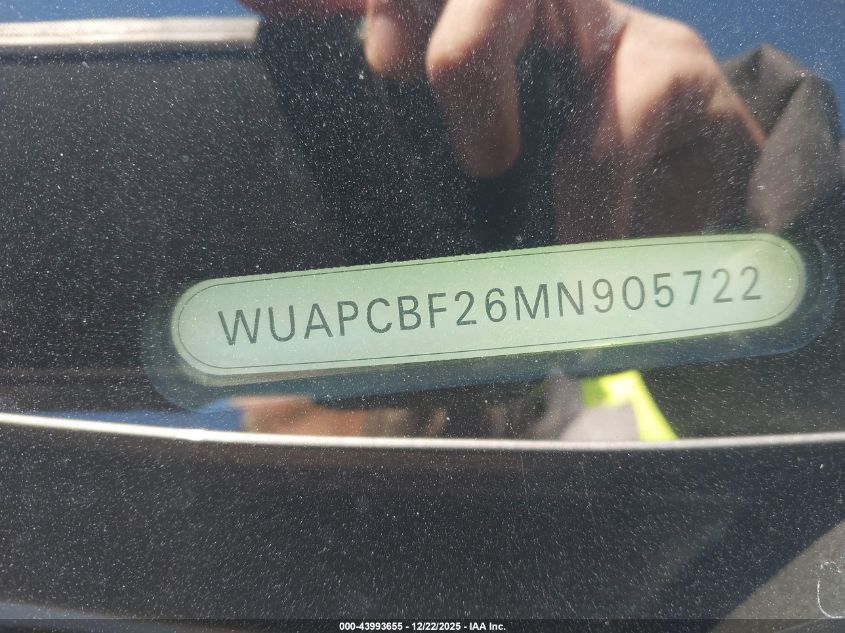 2021 Audi Rs 7 Sportback Tfsi Quattro Tiptronic VIN: WUAPCBF26MN905722 Lot: 43993655