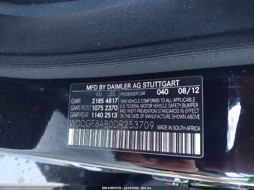 2013 Mercedes-Benz C 300 Sport 4Matic VIN: WDDGF8AB0DR253709 Lot: 43993728