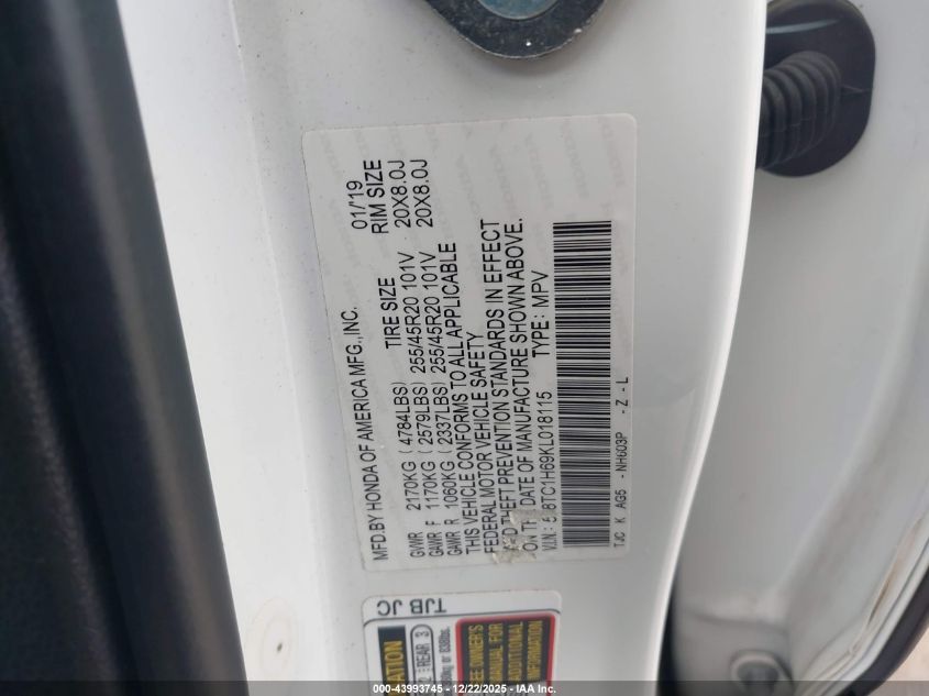 2019 Acura Rdx A-Spec Package VIN: 5J8TC1H69KL018115 Lot: 43993745