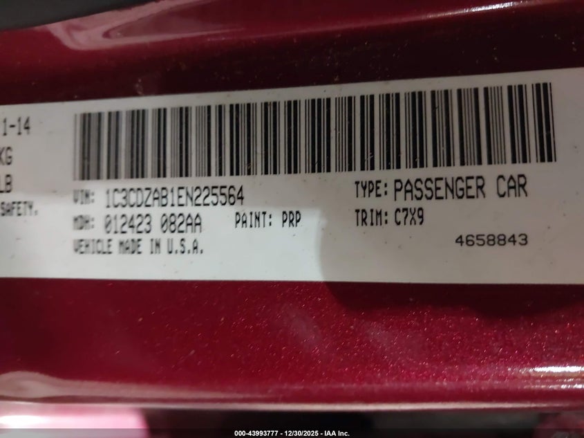 2014 Dodge Avenger Se VIN: 1C3CDZAB1EN225564 Lot: 43993777