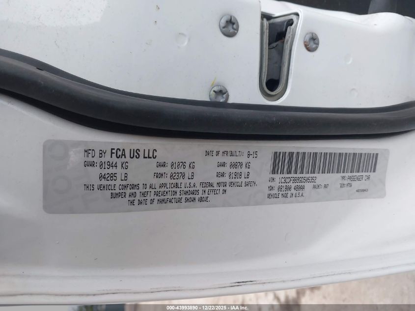 2016 Dodge Dart Sxt VIN: 1C3CDFBB9GD505352 Lot: 43993890