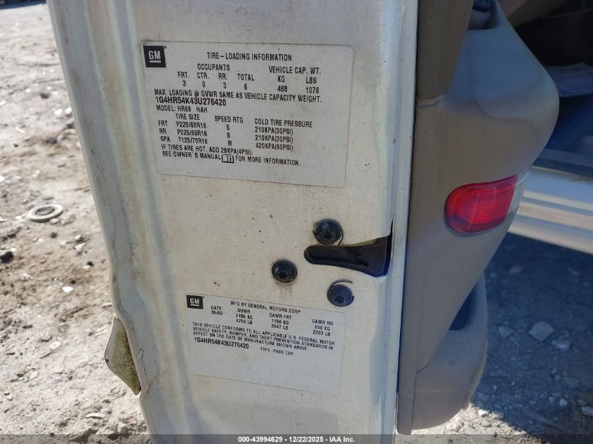 2003 Buick Lesabre Limited VIN: 1G4HR54K43U276420 Lot: 43994629