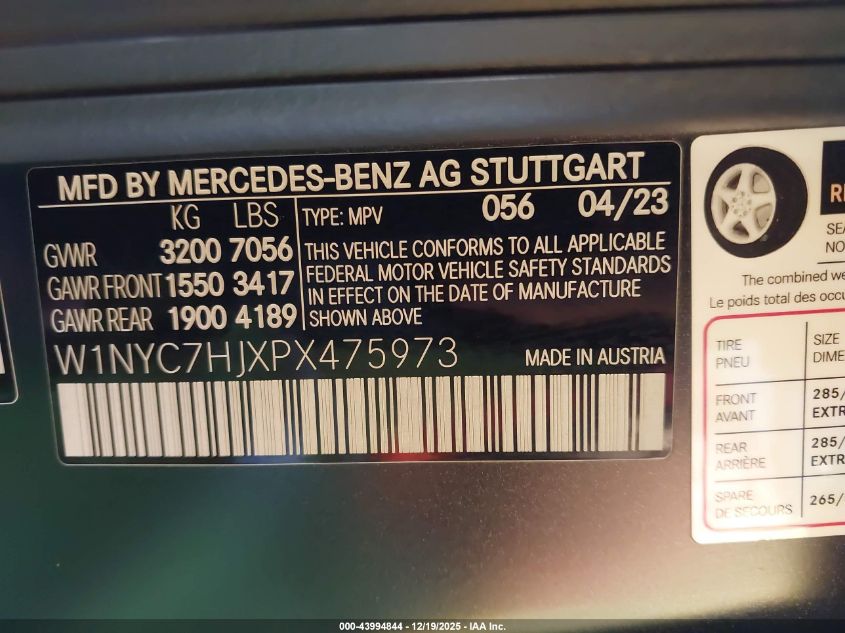 2023 Mercedes-Benz Amg G 63 4Matic VIN: W1NYC7HJXPX475973 Lot: 43994844