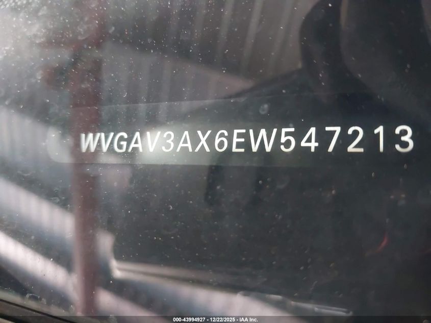 2014 Volkswagen Tiguan Se VIN: WVGAV3AX6EW547213 Lot: 43994927