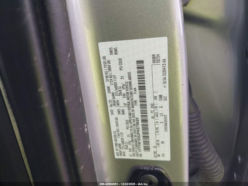 2023 Ford F-150 Xlt VIN: 1FTFW1E82PKE78920 Lot: 43994951