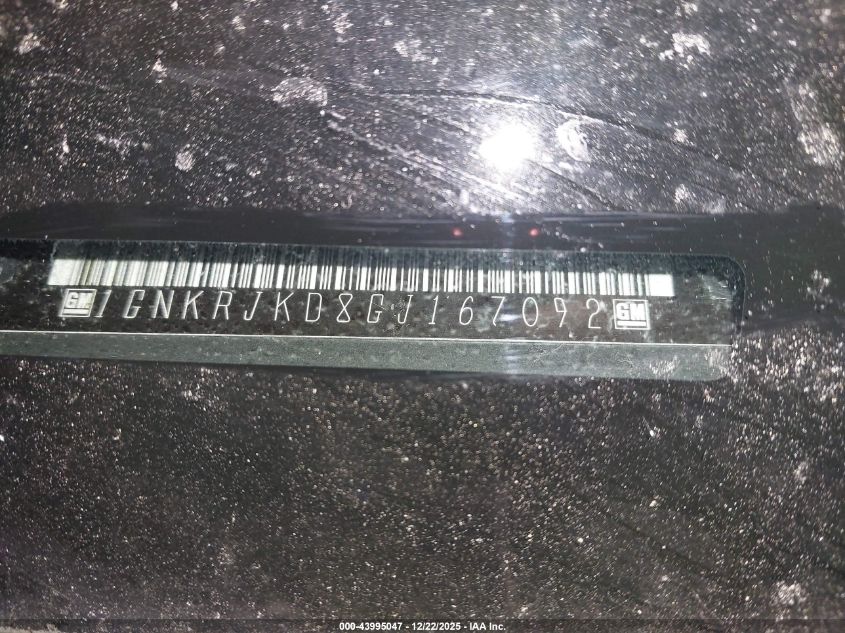 2016 Chevrolet Traverse Ltz VIN: 1GNKRJKD8GJ167092 Lot: 43995047