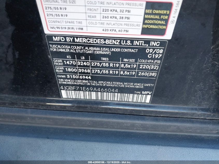 2009 Mercedes-Benz Gl 450 4Matic VIN: 4JGBF71E69A466044 Lot: 43995186