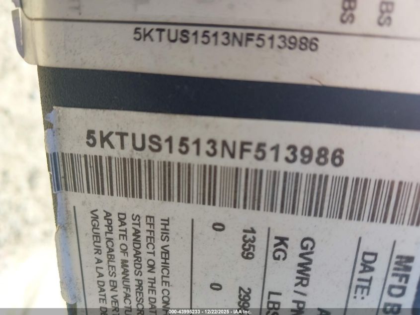 2022 Karavan 5.5X11 Trailer VIN: 5KTUS1513NF513986 Lot: 43995233