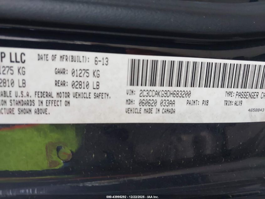 2013 Chrysler 300C VIN: 2C3CCAKG9DH683200 Lot: 43995292