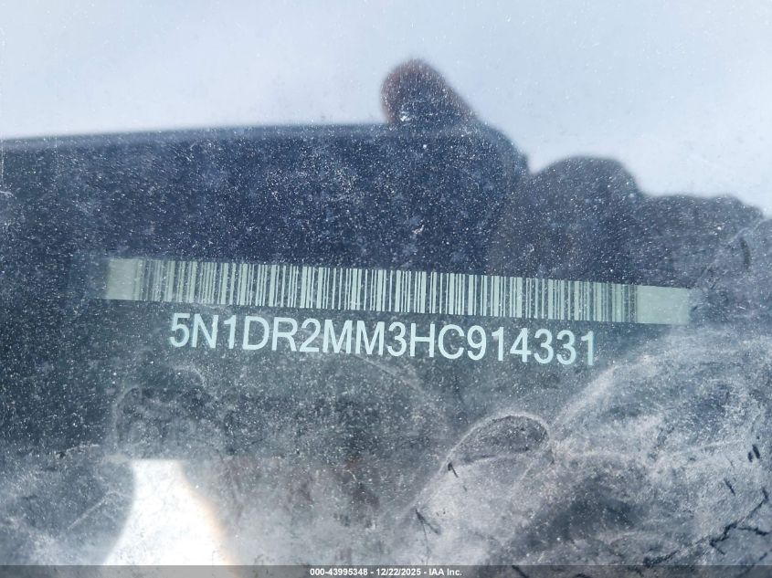 2017 Nissan Pathfinder Sv VIN: 5N1DR2MM3HC914331 Lot: 43995348