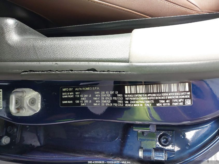 2018 Alfa Romeo Stelvio Sport Awd VIN: ZASFAKPN8J7B96175 Lot: 43995625