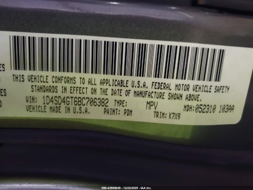 2011 Dodge Durango Crew VIN: 1D4SD4GT6BC706382 Lot: 43995849