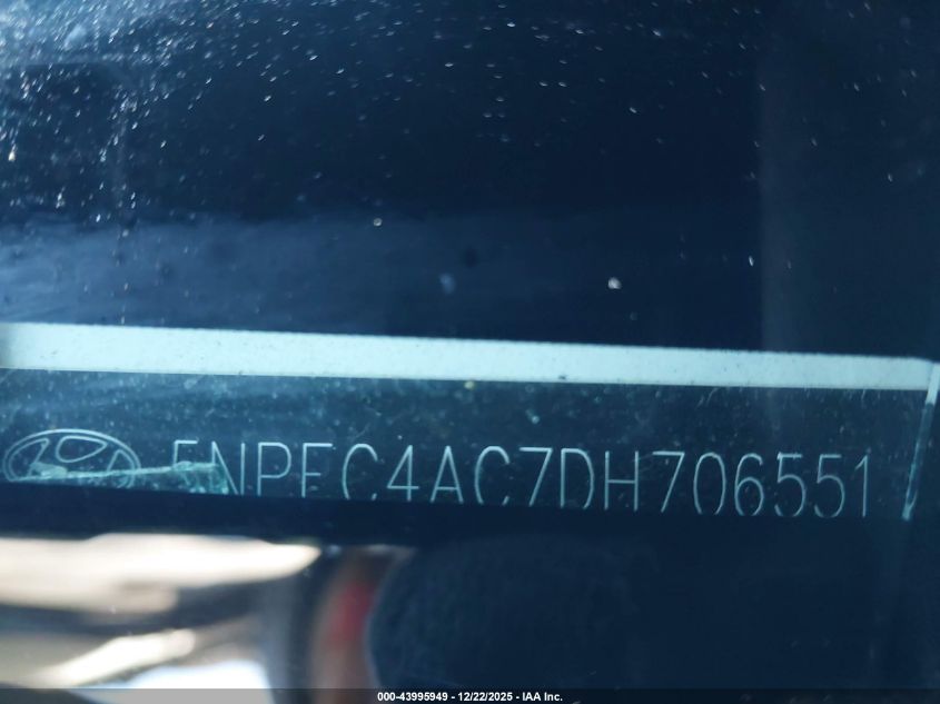 2013 Hyundai Sonata Limited VIN: 5NPEC4AC7DH706551 Lot: 43995949
