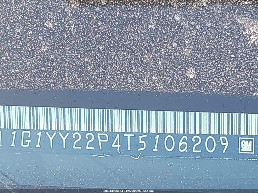 1996 Chevrolet Corvette VIN: 1G1YY22P4T5106209 Lot: 43996034