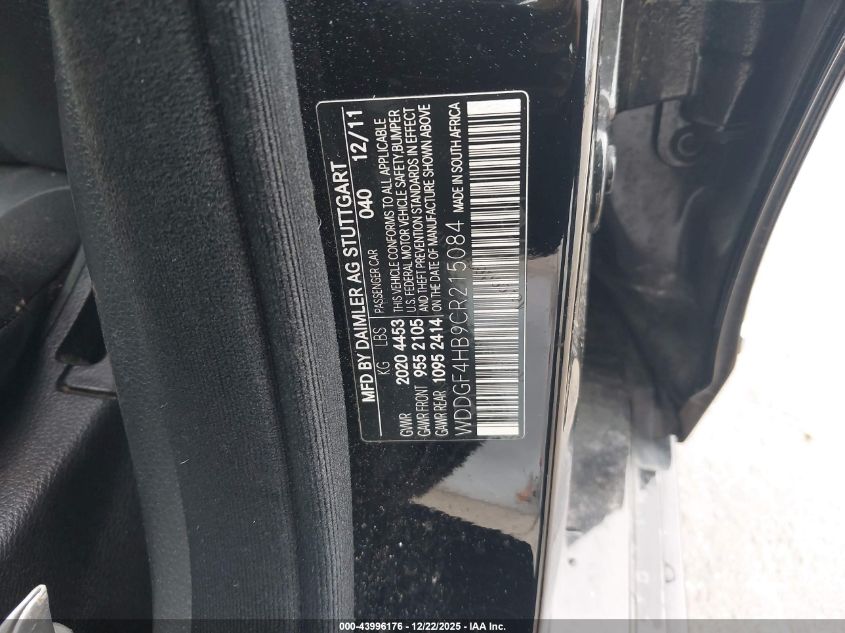 2012 Mercedes-Benz C 250 Sport VIN: WDDGF4HB9CR215084 Lot: 43996176