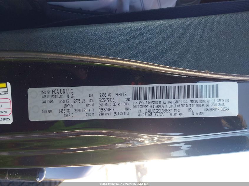 2016 Jeep Wrangler Unlimited Sahara VIN: 1C4HJWEG2GL328327 Lot: 43996514