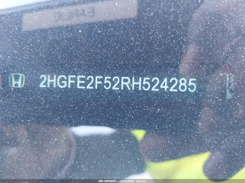 2024 Honda Civic Sport VIN: 2HGFE2F52RH524285 Lot: 43996557