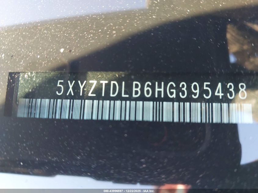 2017 Hyundai Santa Fe Sport 2.4L VIN: 5XYZTDLB6HG395438 Lot: 43996597