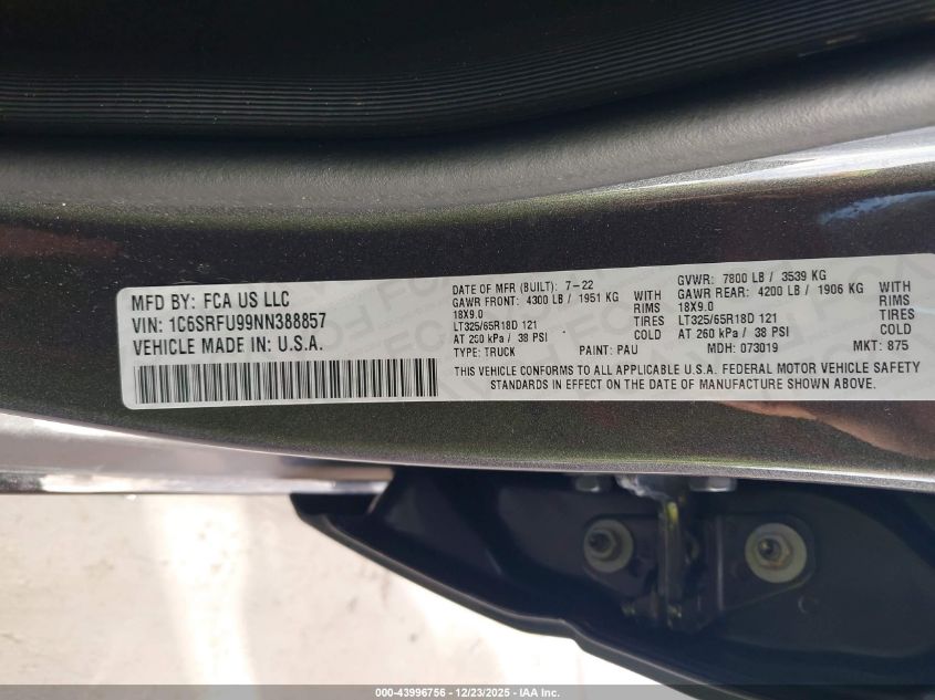 2022 Ram 1500 - 1C6SRFU99NN388857